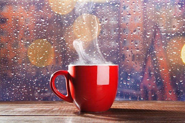 Foto de café con lluvia
