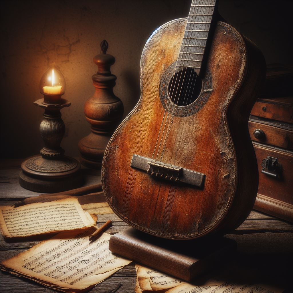 imagen de una guitarra antigua